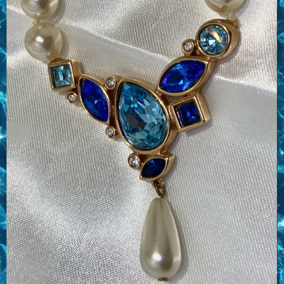 80s Swarovski Crystal Pearl BIB Statement Necklace - Picture 7 of 10